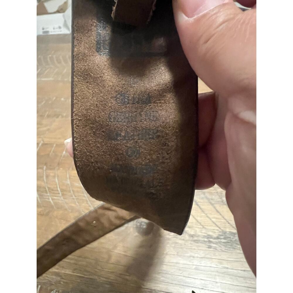 Brown Leather Belt with Unique Belt Buckle Size Large Studded Etched Strap Boho - Picture 3 of 7
